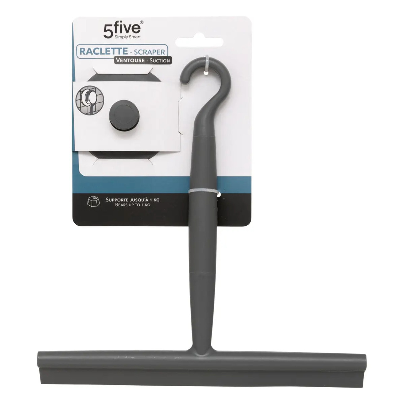 Raclette à vitres avec ventouse en plastique gris 23x22cm