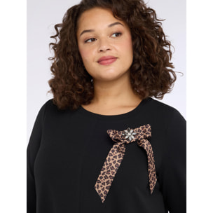 Fiorella Rubino - Vestido corto con lazo moteado - Negro