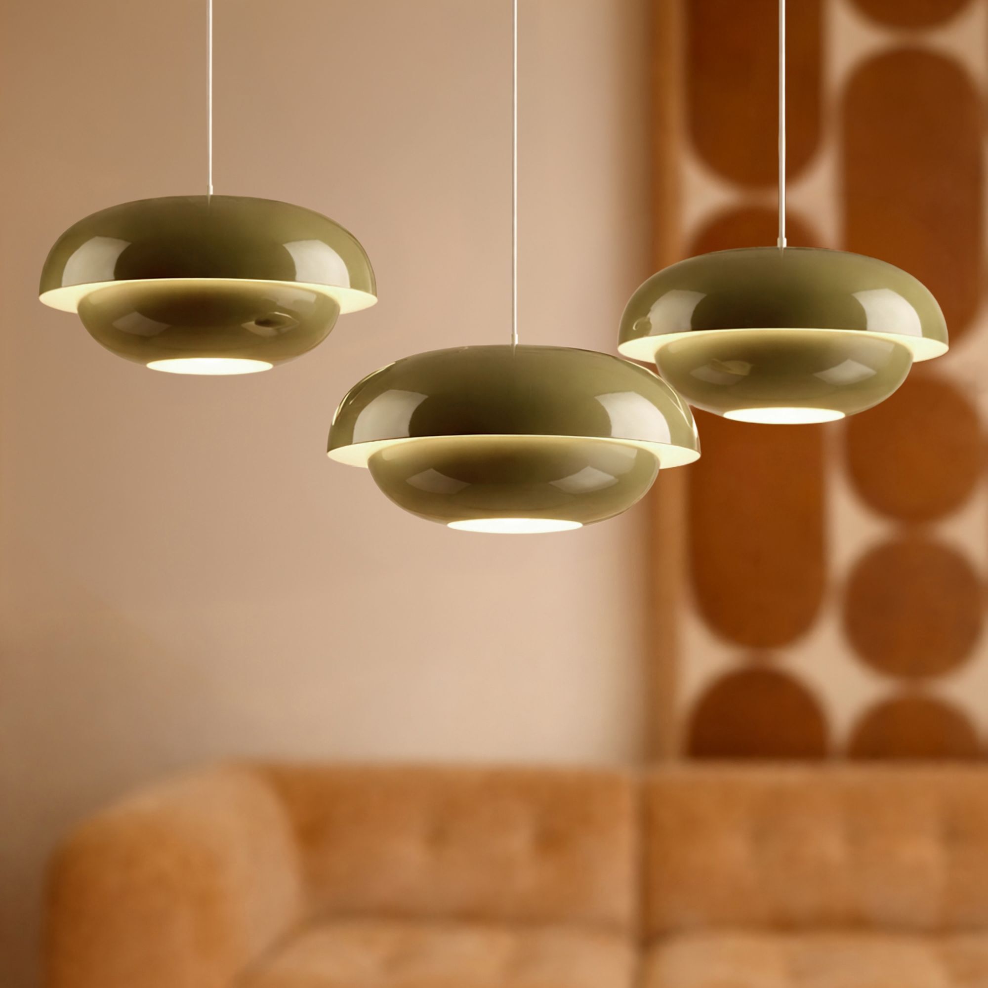 Suspension ronde en métal verte CHLOE