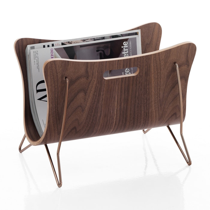 Porte-revues Tomasucci GALLA, en acier et bois, doré