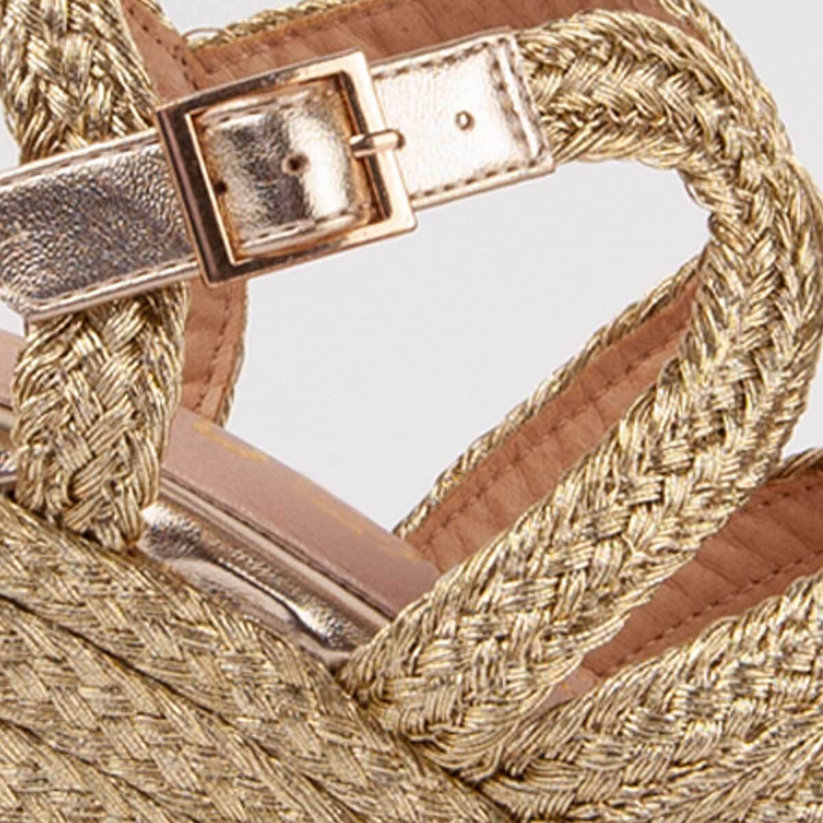 Sandalia De Cuña - Dorado - Altura: 9 Cm