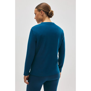 Maglietta termica in pile blu in stile sportivo