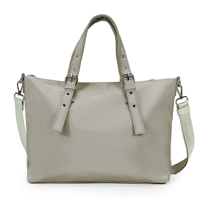 Bolso shopper verde con hebillas