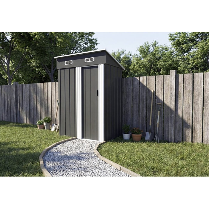 Abri de jardin métal porte coulissante "Memphis" - 1,36 m² - Gris