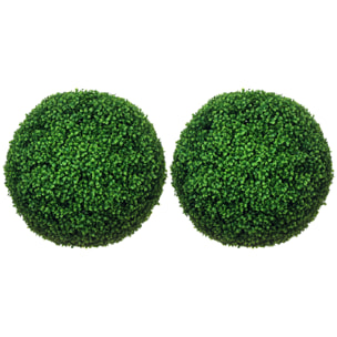 Lot de 2 buis artificiels topiaires artificielles en forme de boule Ø 50 cm PE vert
