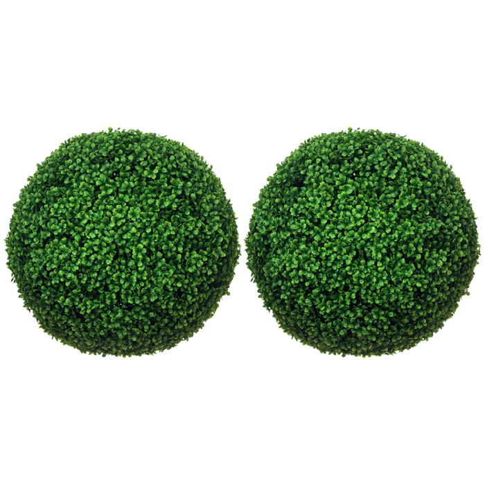 Lot de 2 buis artificiels topiaires artificielles en forme de boule Ø 50 cm PE vert