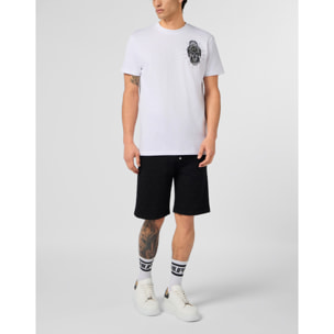 PHILIPP PLEIN Round Neck T-Shirt Chest Embroidery Skull