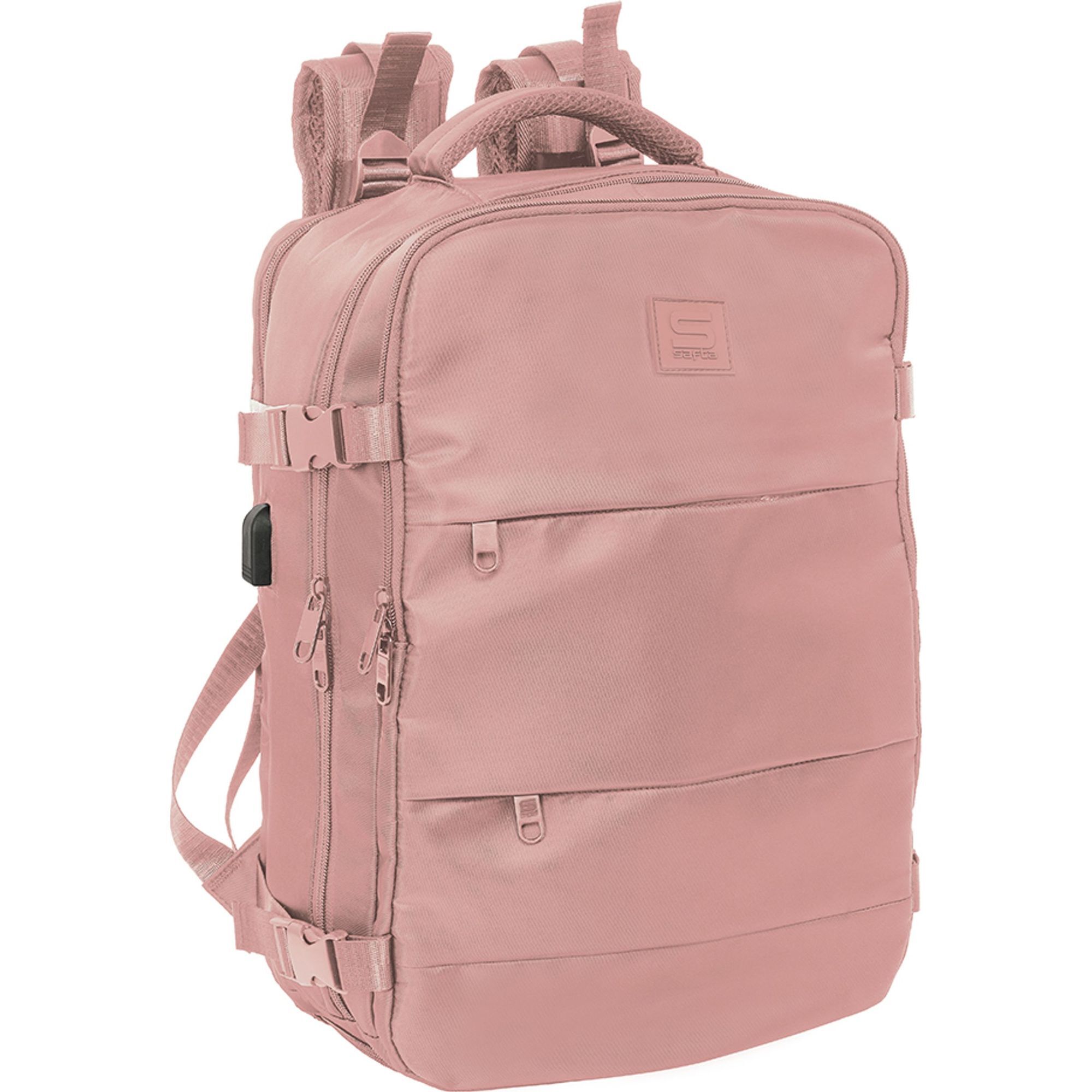 Mochila viaje cabina portatil 15,6 safta "rosa"