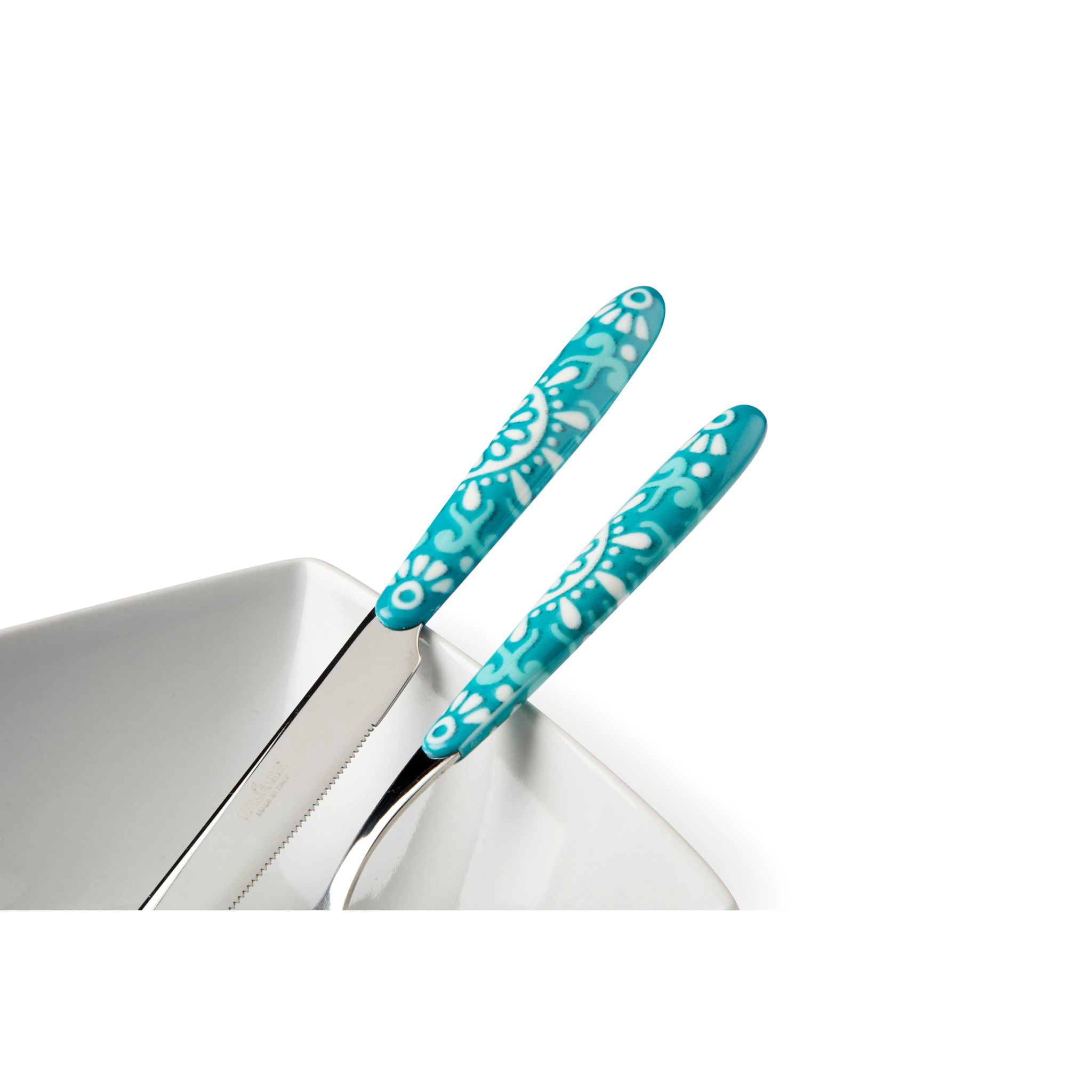 Set 24 Posate, 6 Cucchiai, 6 Forchette, 6 Coltelli, 6 Cucchiaini Excelsa- Mandala, Acciaio Blu