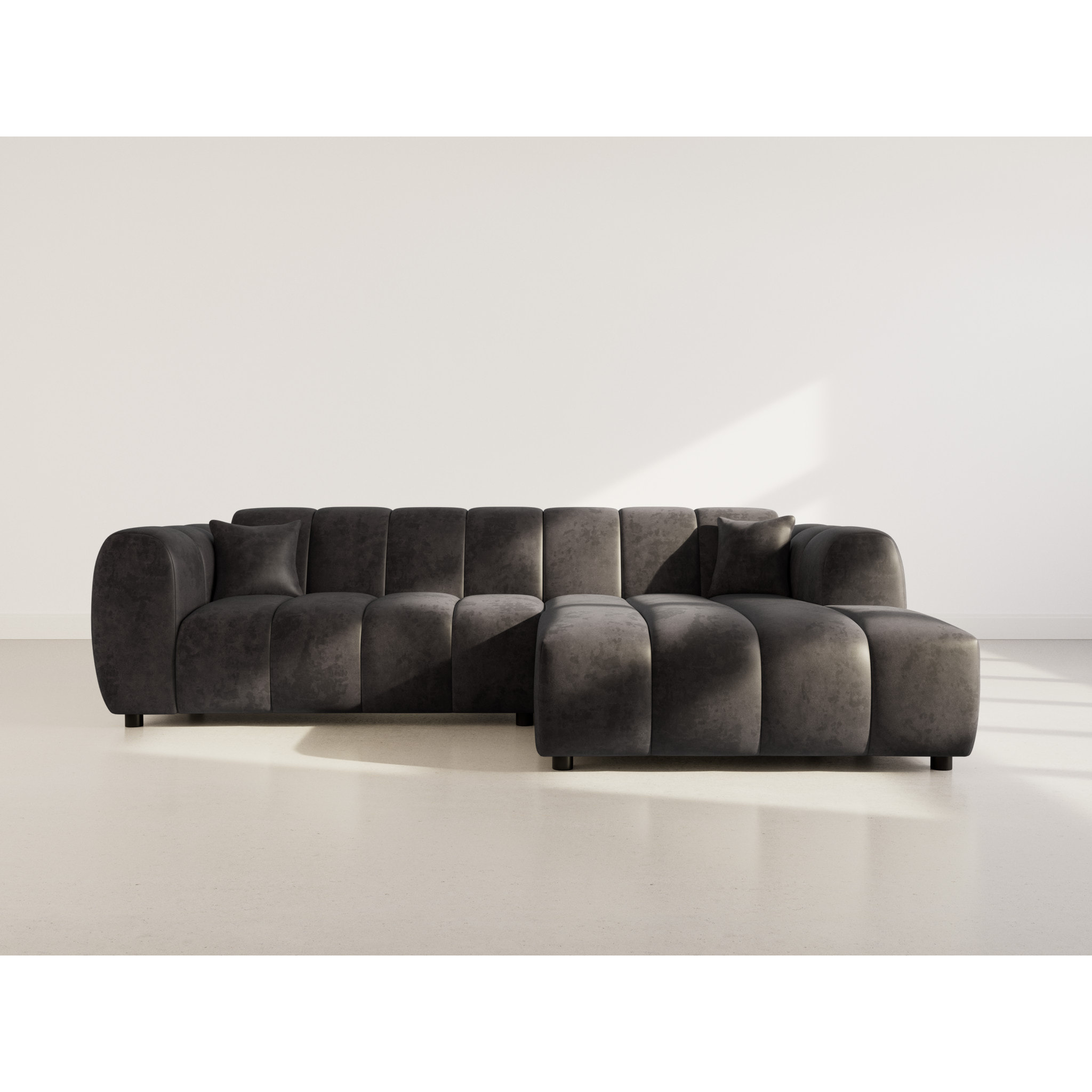 Curtis - canapé d'angle droit 4 places en simili - Noir