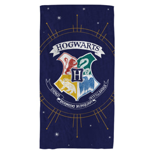 Serviette de bain et de plage imprimée 100% coton, HARRY POTTER POUDLARD