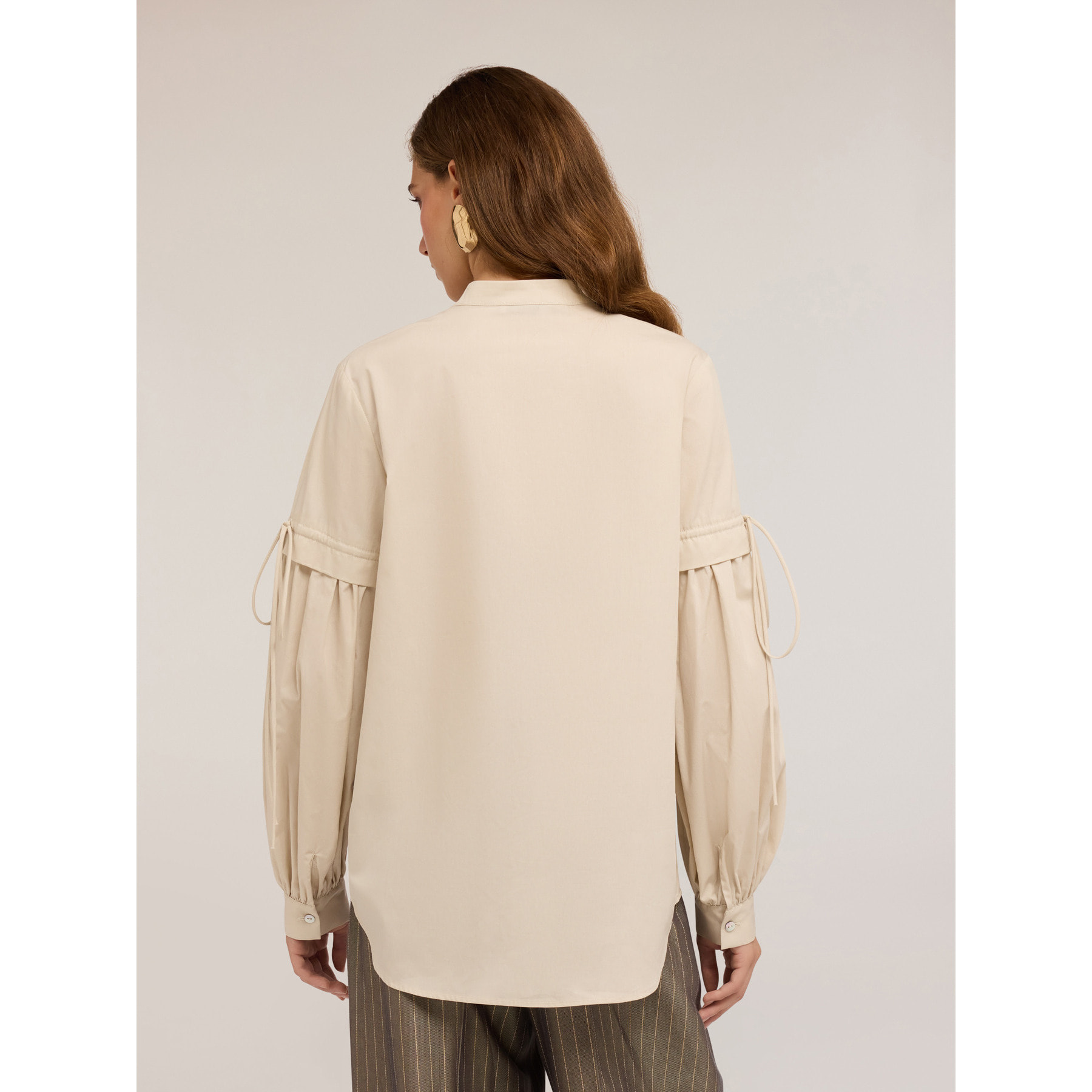 Motivi - Blusa over con maniche arricciate - Beige