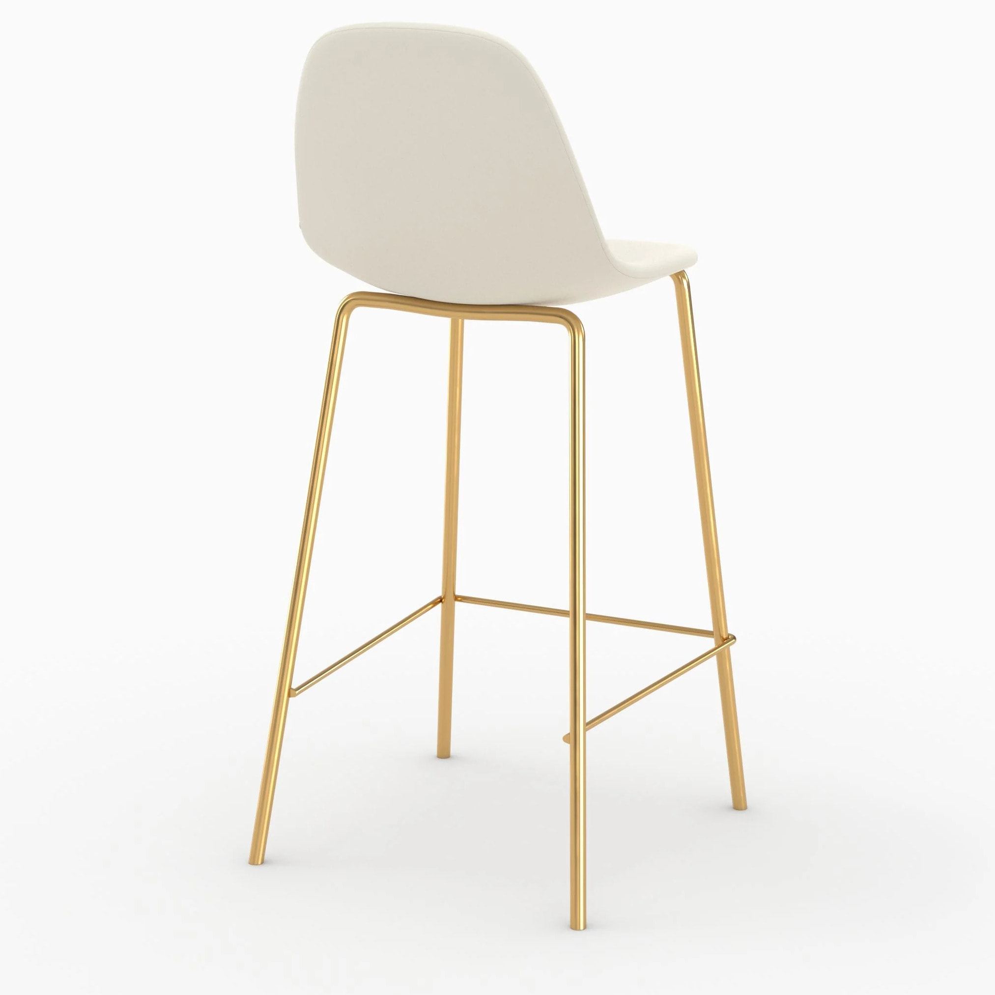 Chaise pour îlot central en cuir synthétique blanc 65 cm, pieds dorés - Henrik