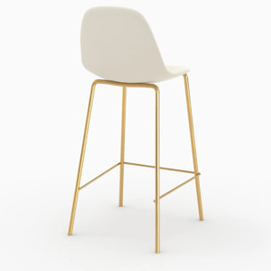 Chaise pour îlot central en cuir synthétique blanc 65 cm, pieds dorés - Henrik