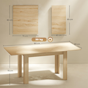 Table à manger extensible 6-8 personnes 140-180 x 80 cm effet bois naturel
