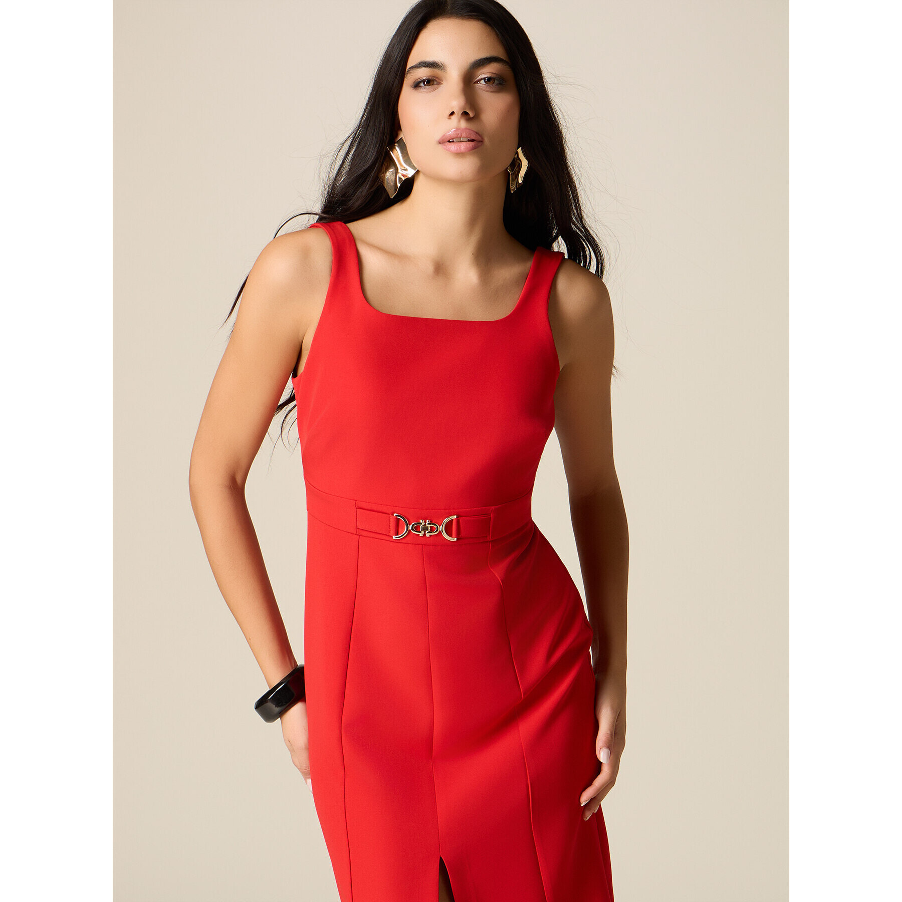 Oltre - Vestito tubino con fibbia metallica - Rosso