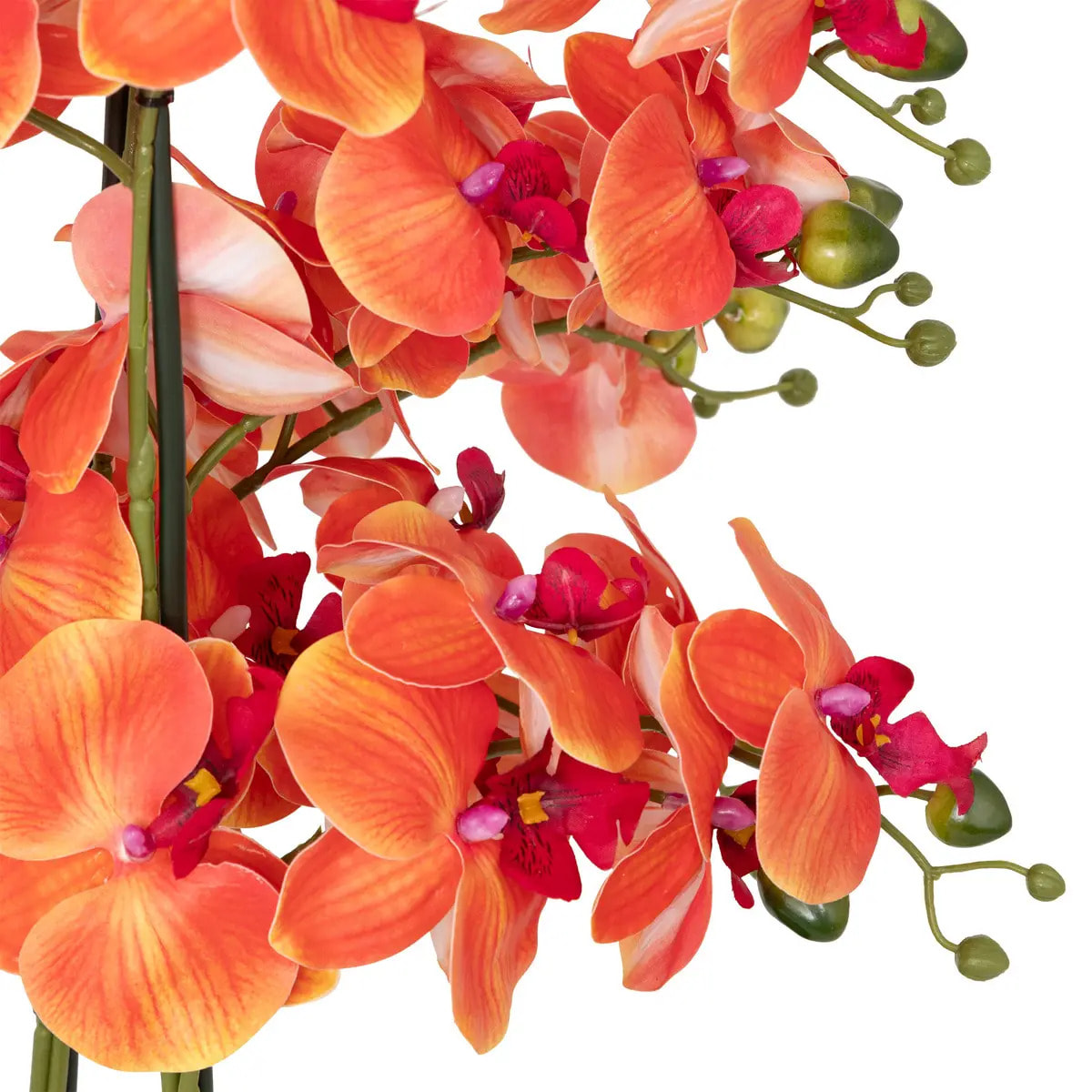 Orchidée artificielle en pot "Sanae" pot en ciment orange H65cm