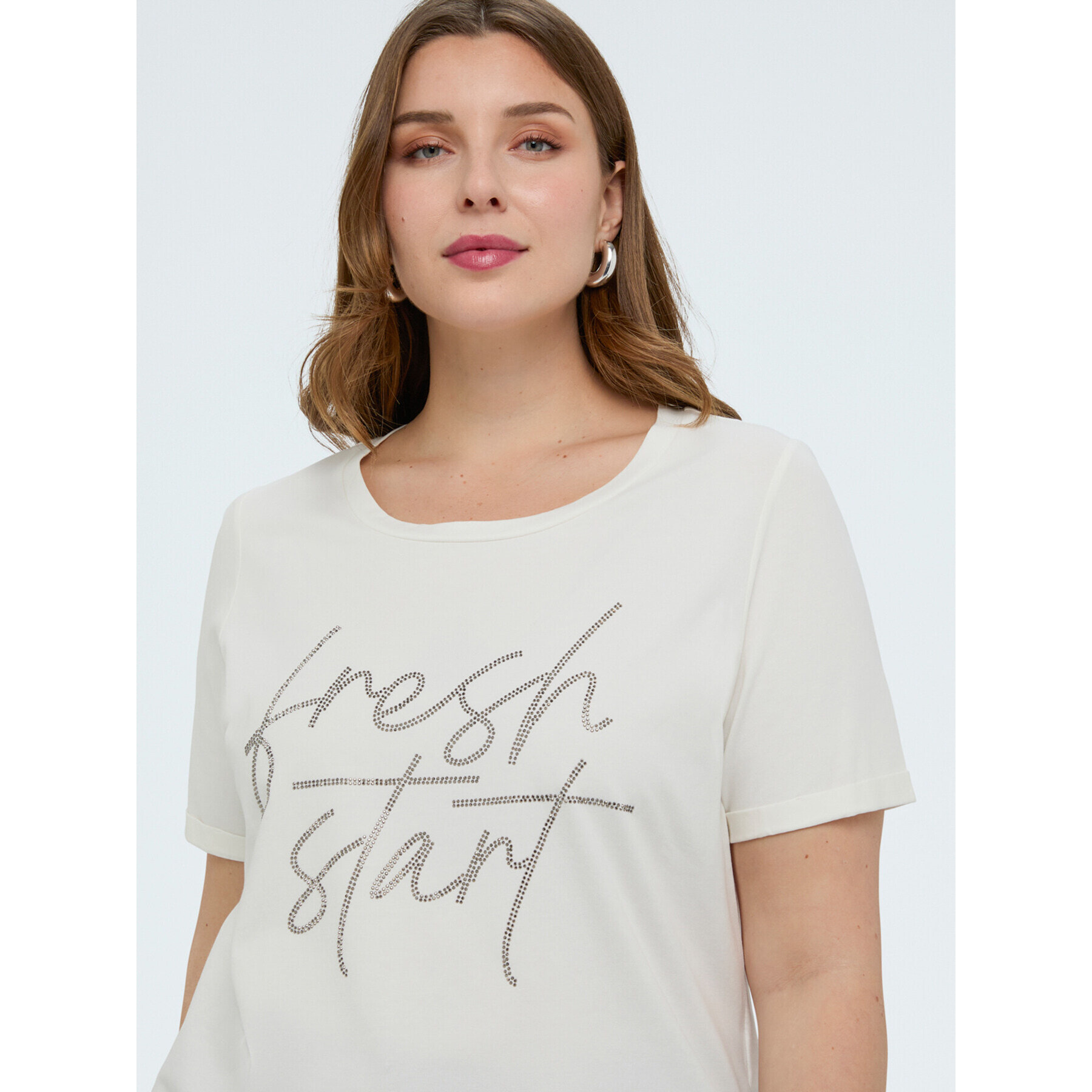 Fiorella Rubino - Camiseta con letras de strass - Blanco