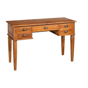 API - Bureau 5 tiroirs marron bois Teck