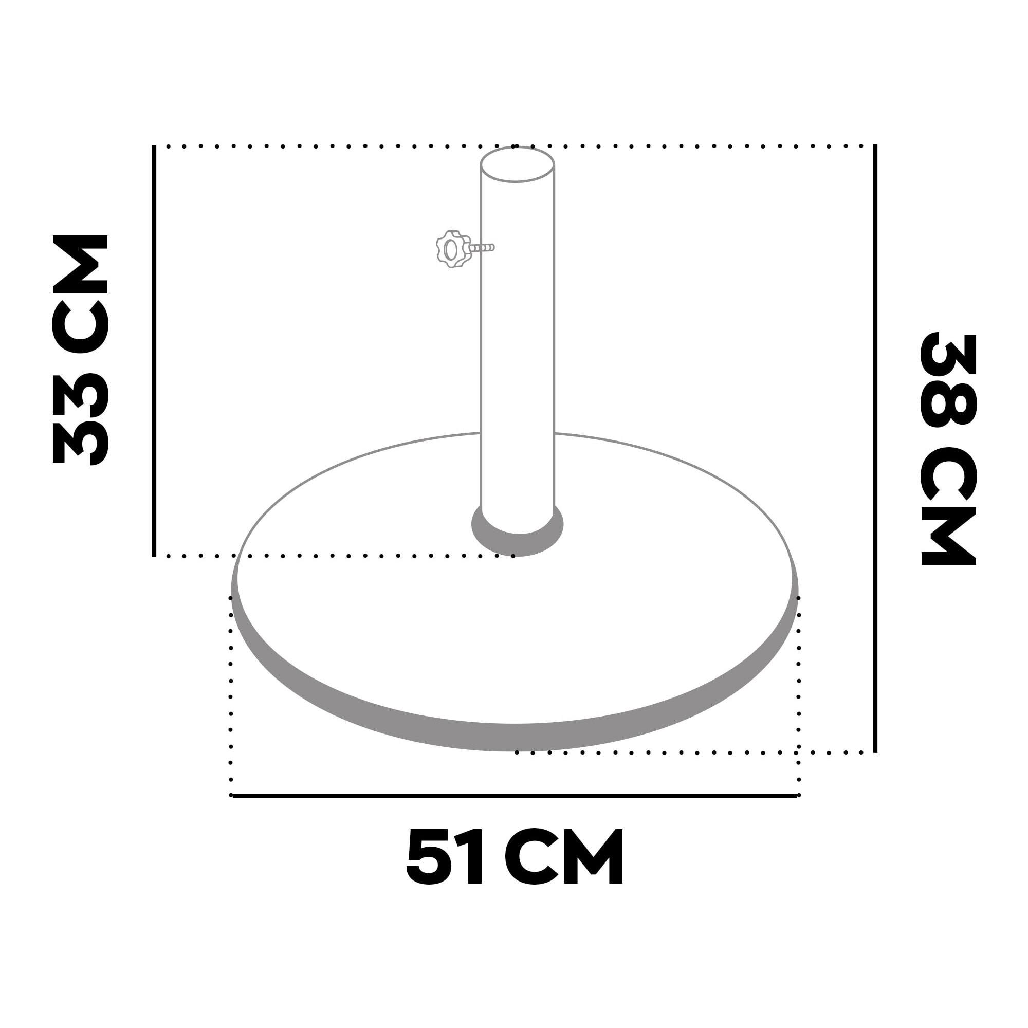 Radika - Base per Ombrellone da Giardino Rotondo Ø51 cm 25 Kg in Cemento Nero