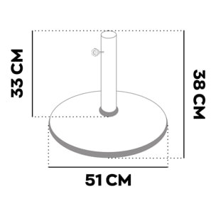 Radika - Base per Ombrellone da Giardino Rotondo Ø51 cm 25 Kg in Cemento Nero