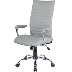 Sedia da ufficio Geelong, Poltrona presidenziale con braccioli, Sedia ergonomica da ufficio, 63x65h108/118 cm, Grigio