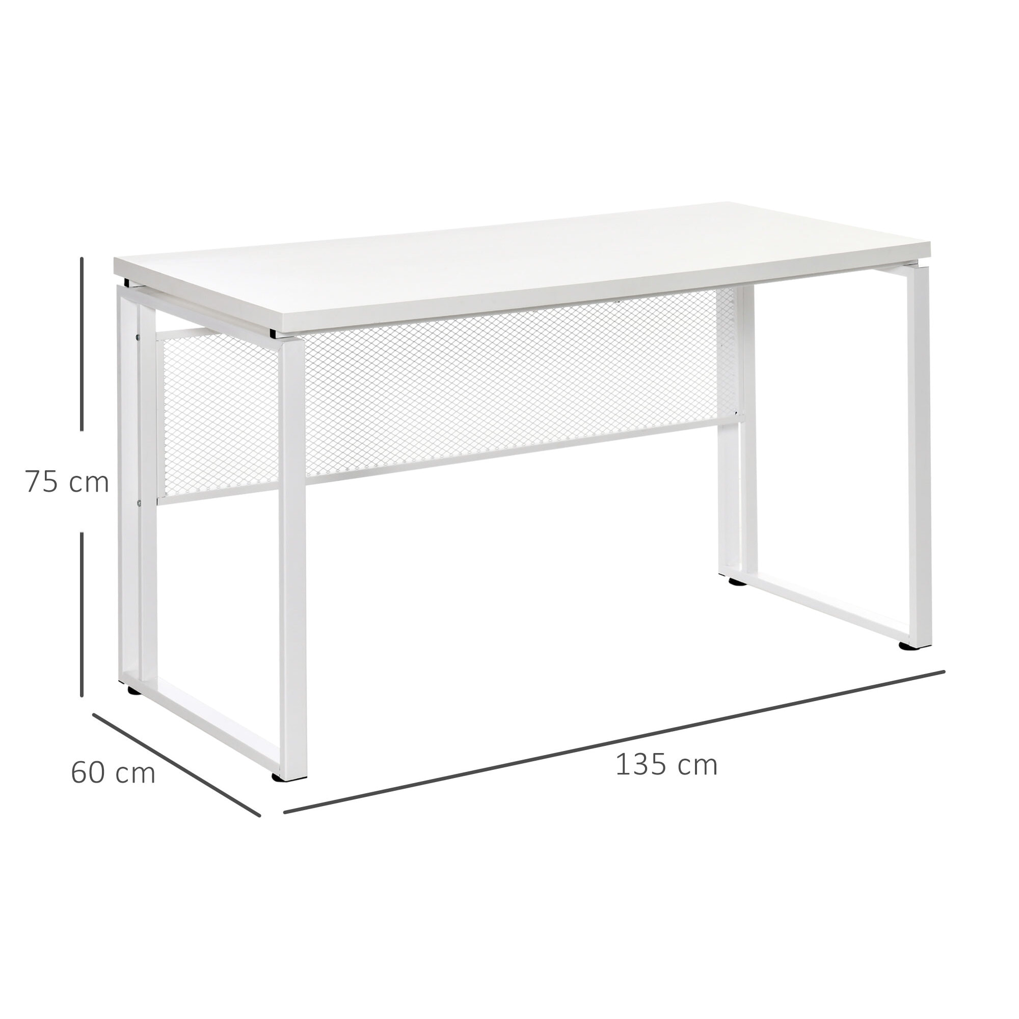 Mesa de Ordenador Escritorio 135x60x75 cm Blanco