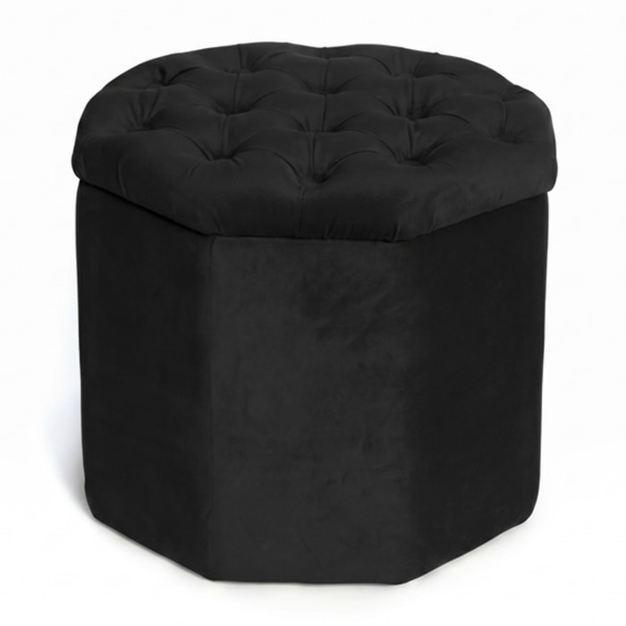 Pouf contenitore ottagonale in velluto trapuntato 40x35 cm, sgabello imbottito con vano portaoggetti, pouf salvaspazio elegante per salotto camera da letto ingresso cabina armadio, design moderno effetto velvet