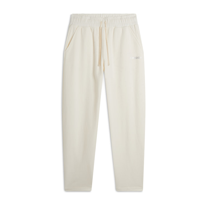 Pantaloni joggers cropped donna in cotone elasticizzato