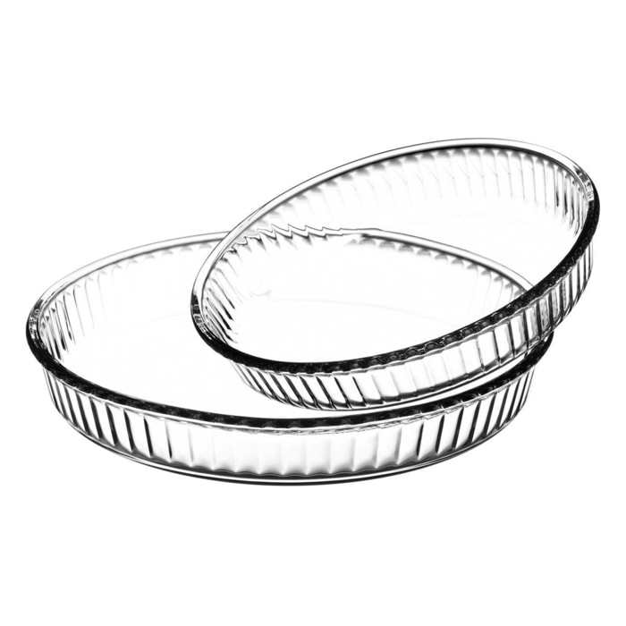 Lot de 2 plat à tarte en verre 26cm et 32cm CRISTAL