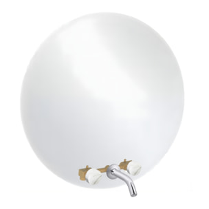 Miroir LED rond 3 trous + mélangeur lavabo encastré 3 trous Grands Boulevards marbre sculptural et chromé