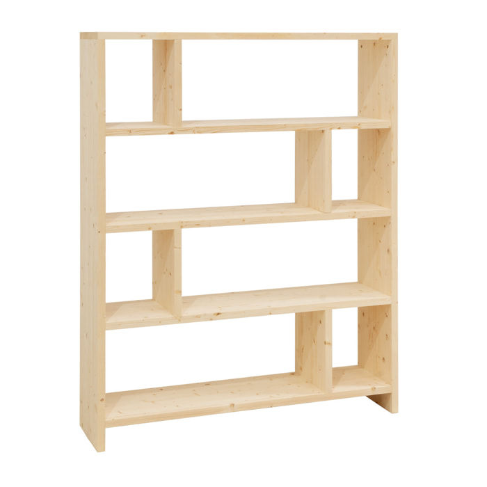 Étagère en bois massif ton naturel de 180x140cm Hauteur: 180 Longueur: 140 Largeur: 35