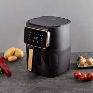 Freidora de aire de 1800W y 6,9L con 8 programas de cocción, revestimiento cerámico y ajuste de temperatura CHARCOAL Bergner