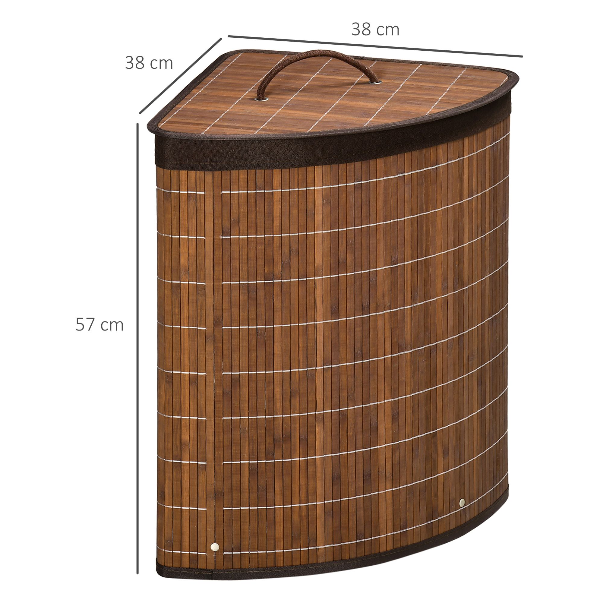 Cesto para Ropa Sucia de Bambú 55L con Tapa y Bolsa Extraíble 38x38x57cm Marrón