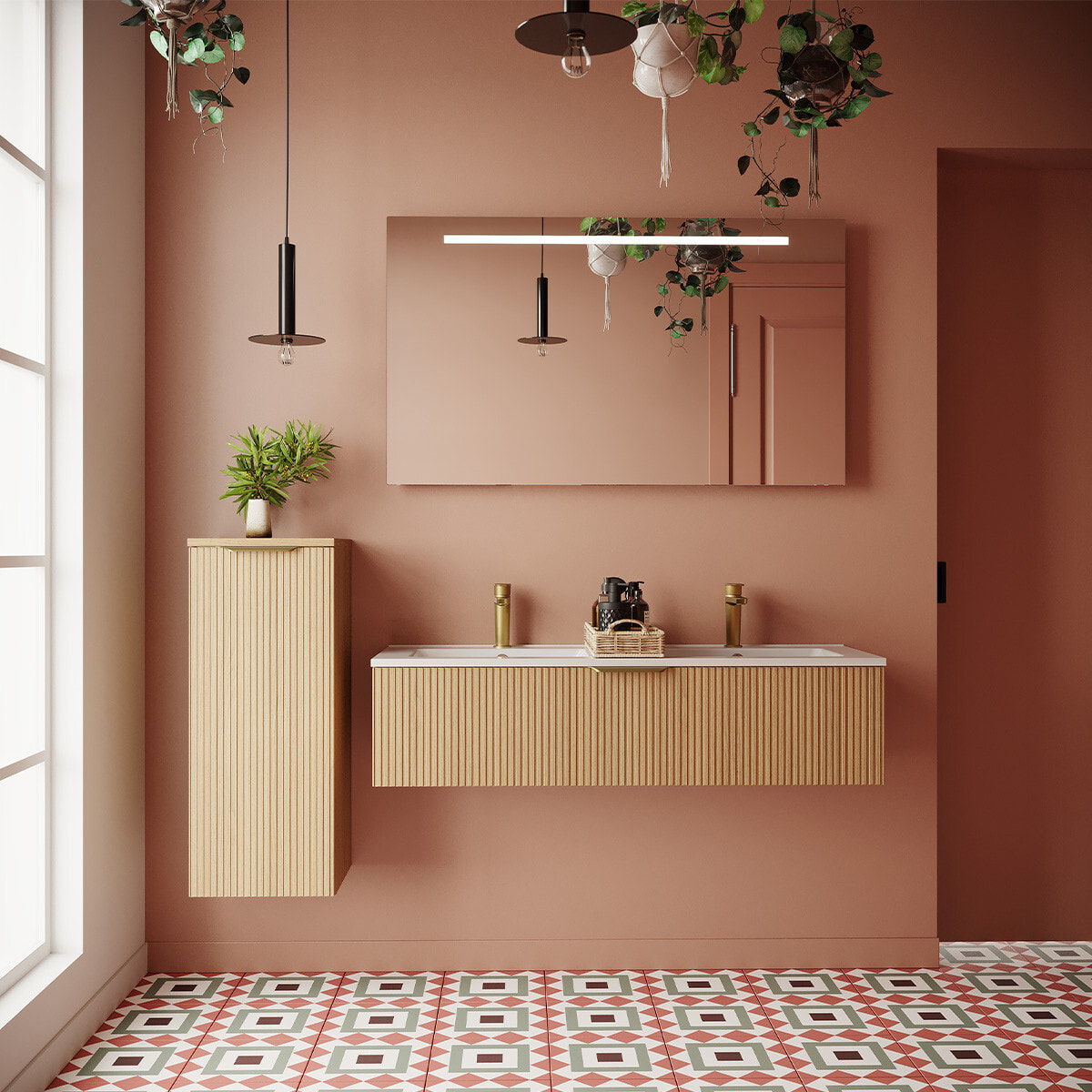 Ensemble double vasque 1 tiroir + miroir - VENICE