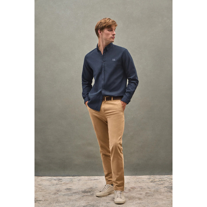 Camicia blu marino, regular fit con collo con bottoni e logo Polo Club