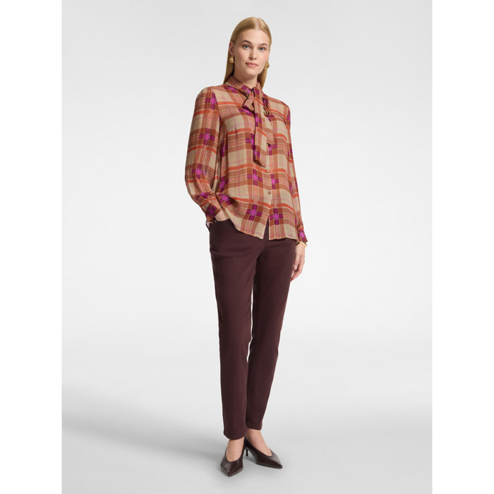Elena Mirò - Pantalones slim en drill mezcla de algodón - Burgundy