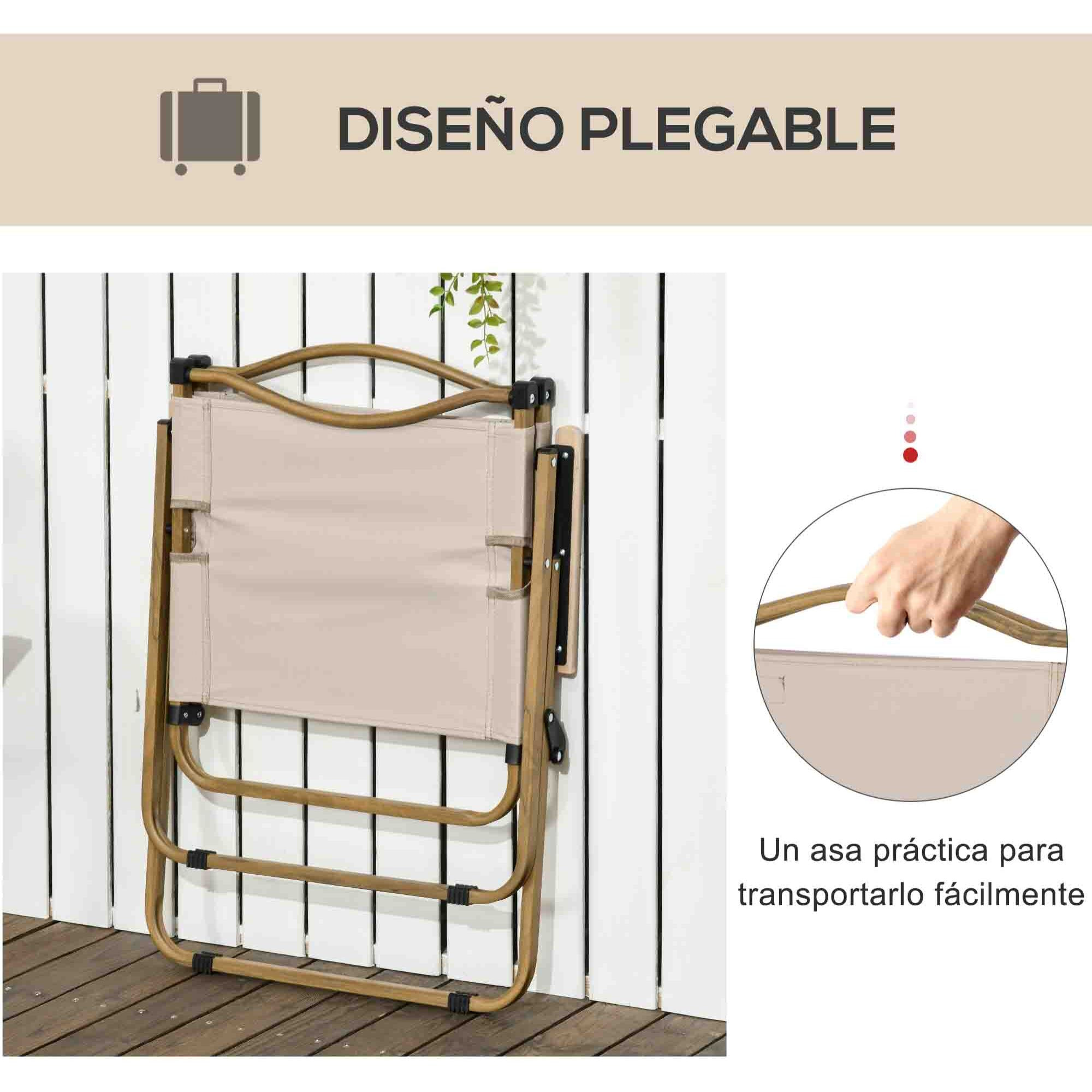 Pack de 2 Sillas Plegable de Camping, Sillas de Camping Portátil con Reposabrazos y Estructura de Acero, Silla para Pesca, Jardín, Terraza, Caqui