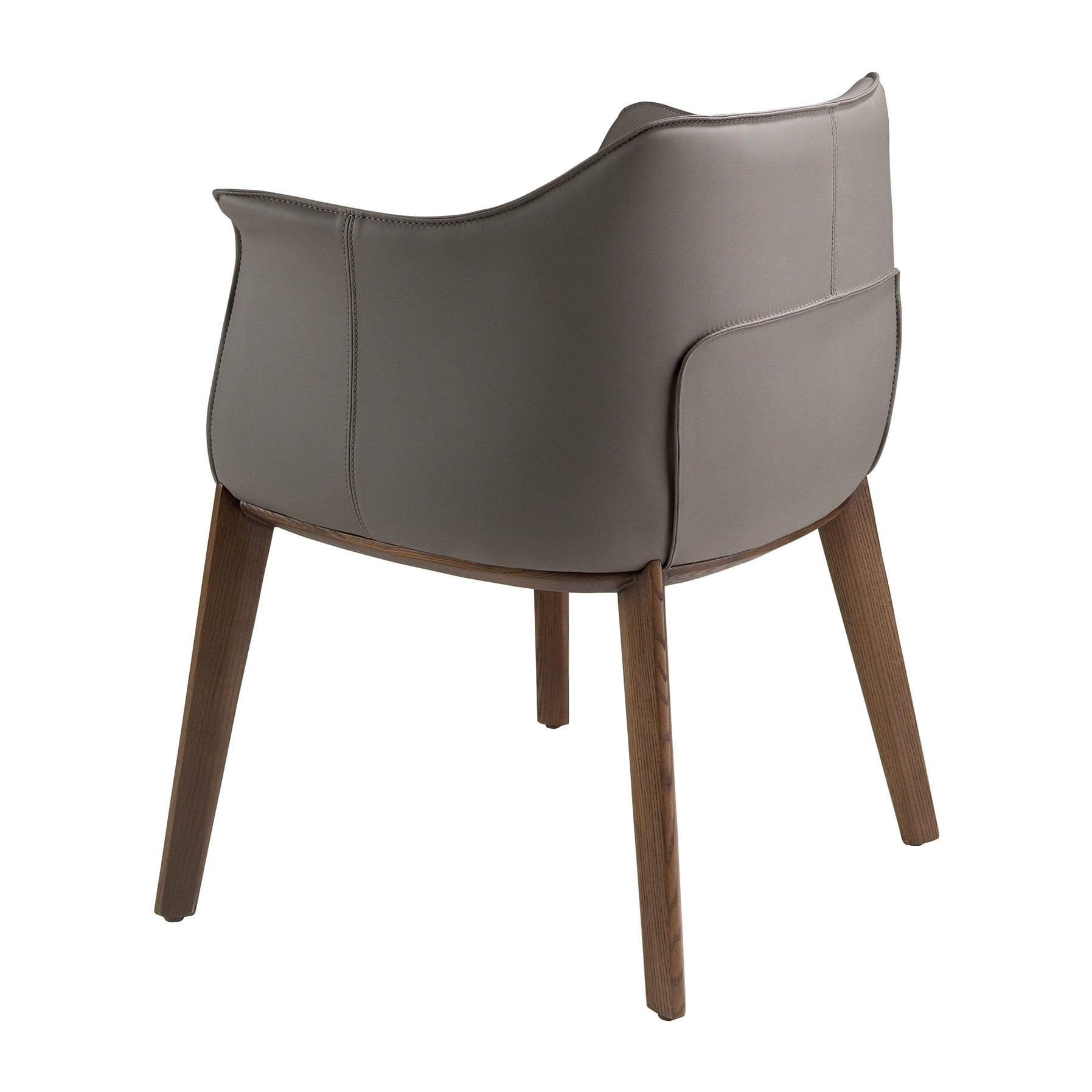 Silla Angel Cerdá con reposabrazos con asiento y respaldo tapizados en polipiel griss patas de madera en nogal 64x56x73cm