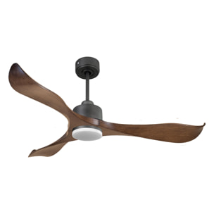 Ventilateur de plafond Réversible  Thermostat Dimmable Wifi Moteur à courant continu Toits en pente Télécommande Lumière à trois tons Adaptateur 2/3 Lames