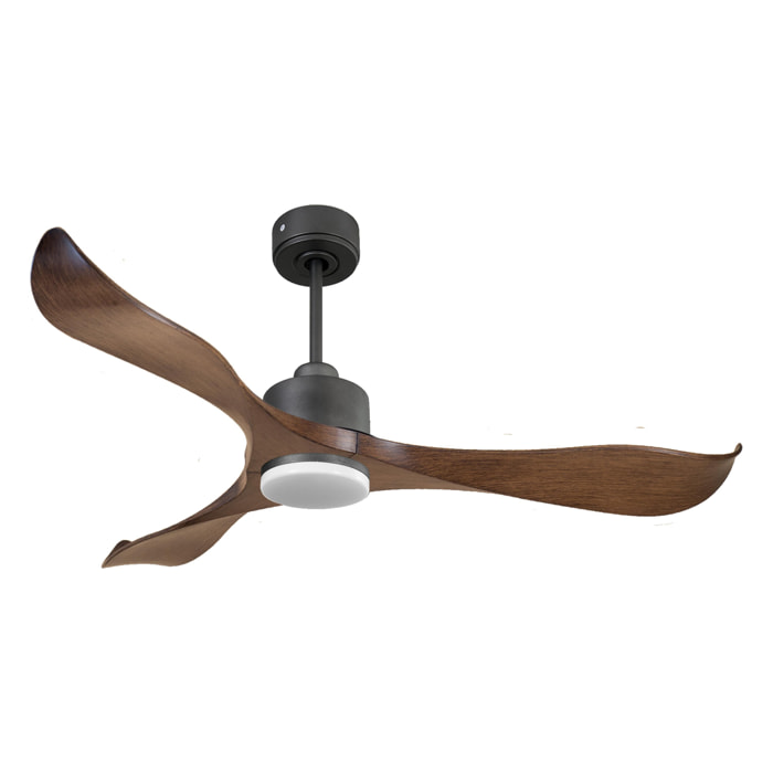 Ventilateur de plafond Réversible  Thermostat Dimmable Wifi Moteur à courant continu Toits en pente Télécommande Lumière à trois tons Adaptateur 2/3 Lames