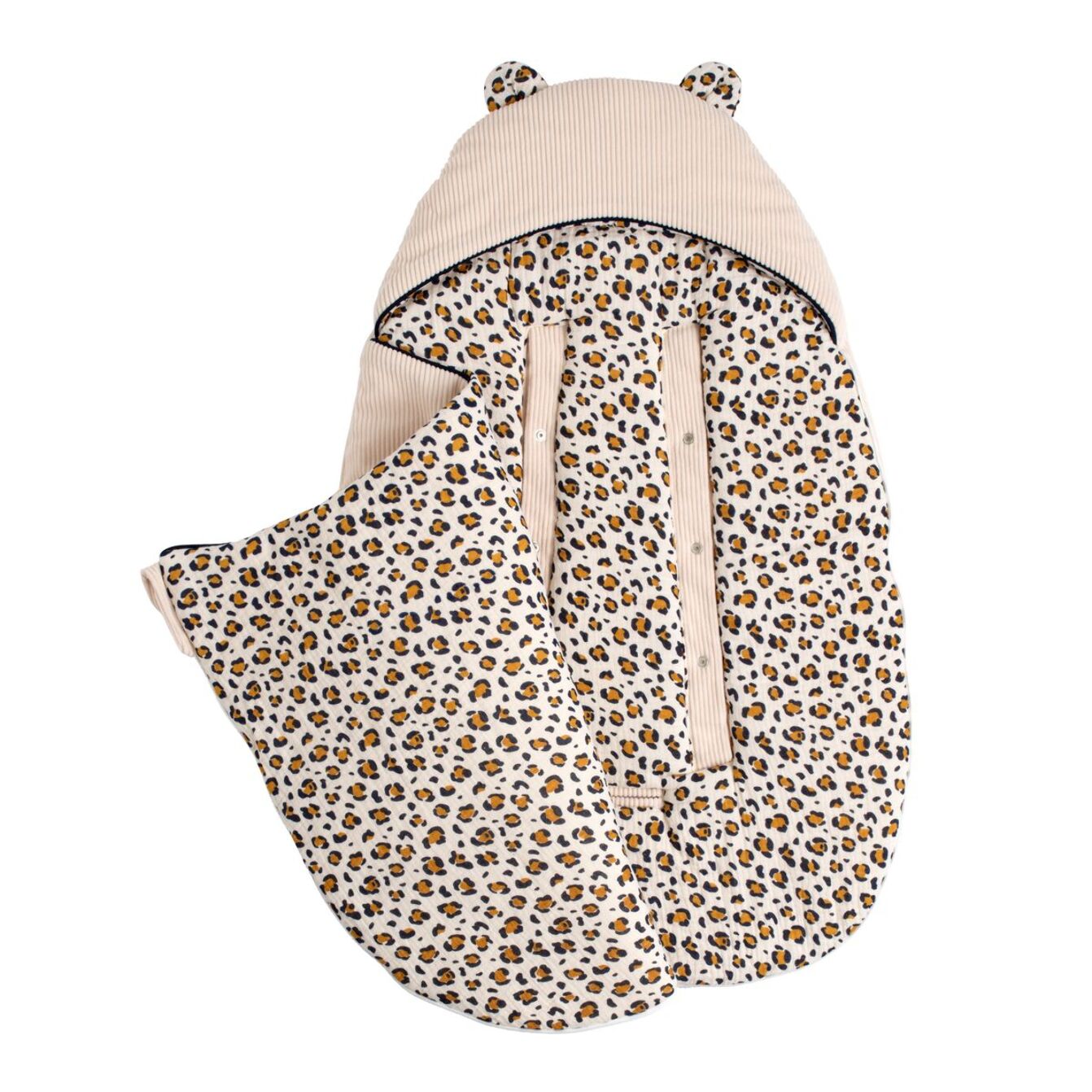 Nid d'ange bébé 5 attaches en velours côtelé et intérieur gaze de coton