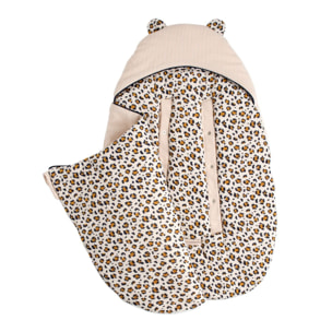 Nid d'ange bébé 5 attaches en velours côtelé et intérieur gaze de coton