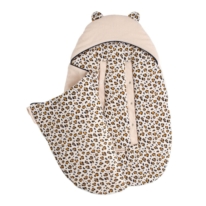 Nid d'ange bébé 5 attaches en velours côtelé et intérieur gaze de coton