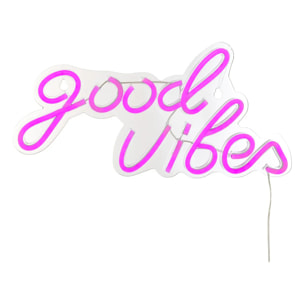 Tube néon mural led "Good vibes" rose L 40,5cm