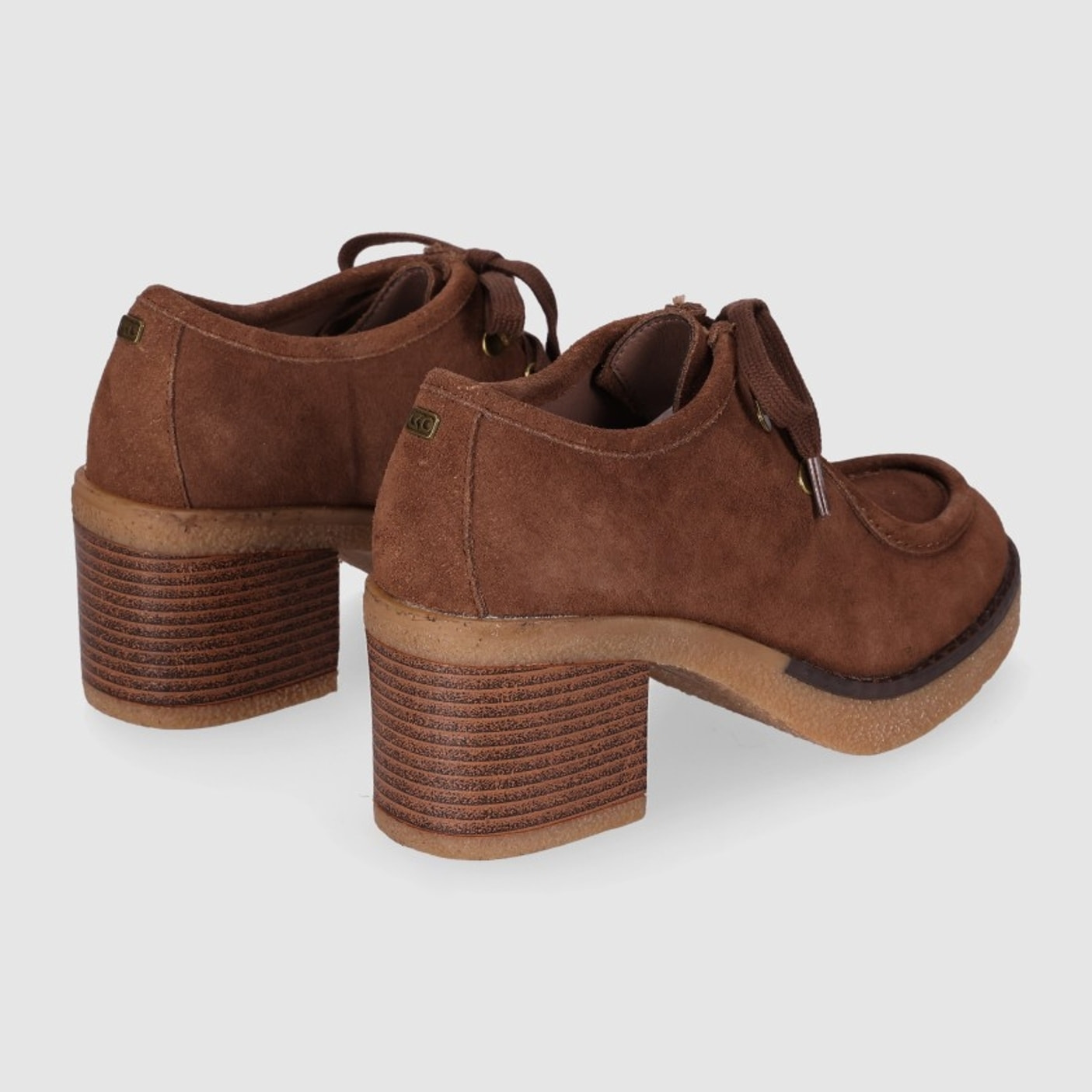 Zapatos de Serraje - Taupe - Tacón: 6 cm