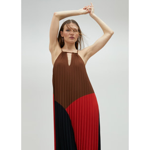 Vestito plissettato tricolore