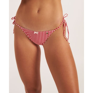 Braga de bikini brasileña con lazos de cuadros vichy