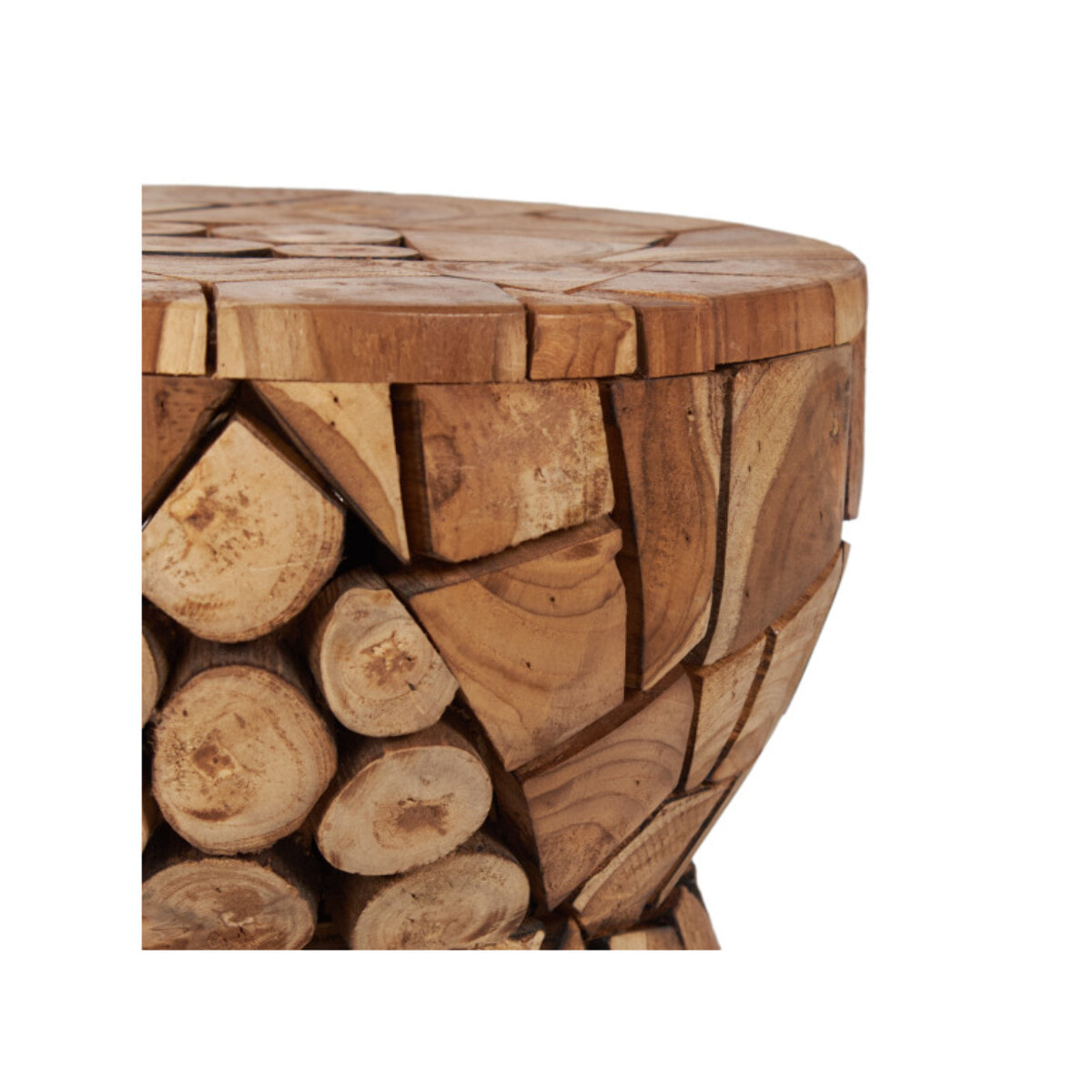 Table d’appoint / Tabouret rond 30 x 45 cm en bois de teck - DINGO