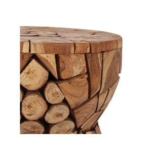Table d’appoint / Tabouret rond 30 x 45 cm en bois de teck - DINGO